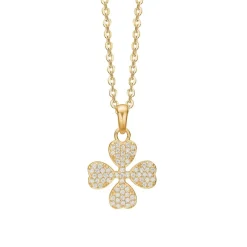 Aagaard Gaver Til Sundhedspersonalet|Smykker*halskæde med forgyldt firkløver fyldt med zirconer