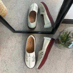 Sygeplejebutikken Sommersko Dame|Gængesål*Beige ballerina i skind