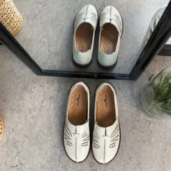 Sygeplejebutikken Sommersko Dame|Gængesål*Beige ballerina i skind