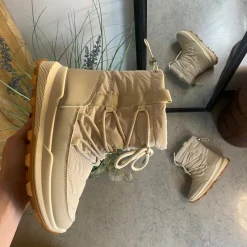 Sygeplejebutikken Billige Vinter Støvler|Vinterstøvler Damer*Beige vinterstøvle med lækkert blødt for