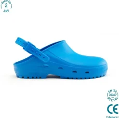 Sygeplejebutikken Sko På Tilbud*Blå Autoklaverbar clog med antistatiske skridhæmmende såler