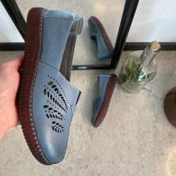 Sygeplejebutikken Sommersko Dame|Gængesål*Blå ballerina i skind