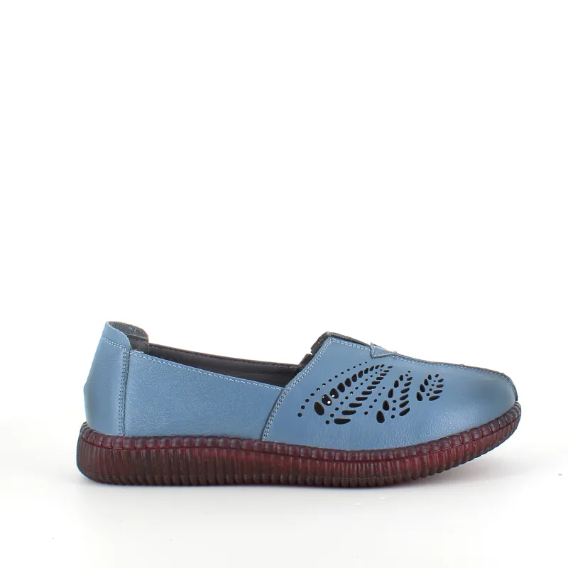 Sygeplejebutikken Sommersko Dame|Gængesål*Blå ballerina i skind