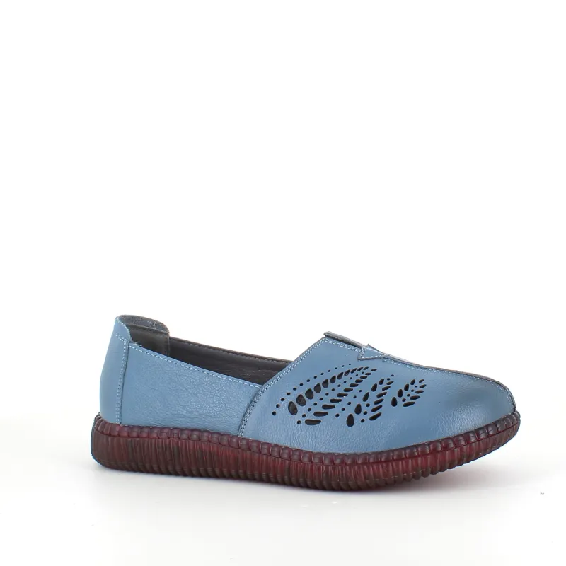 Sygeplejebutikken Sommersko Dame|Gængesål*Blå ballerina i skind