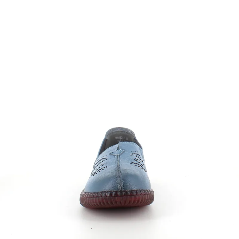 Sygeplejebutikken Sommersko Dame|Gængesål*Blå ballerina i skind