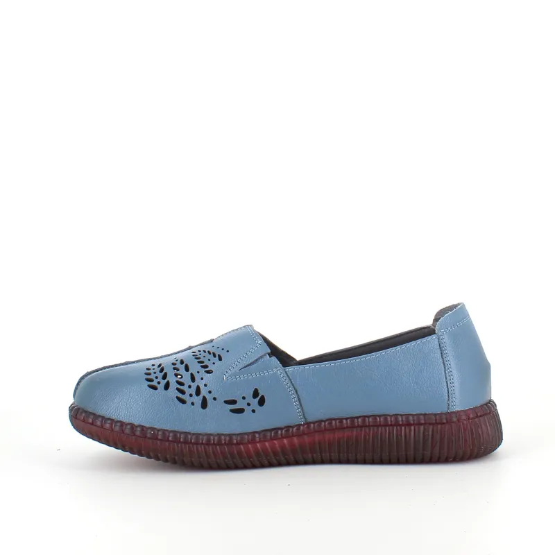 Sygeplejebutikken Sommersko Dame|Gængesål*Blå ballerina i skind