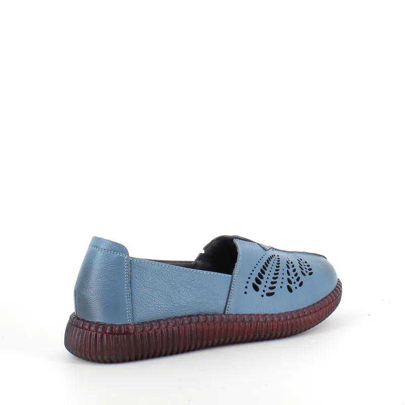 Sygeplejebutikken Sommersko Dame|Gængesål*Blå ballerina i skind