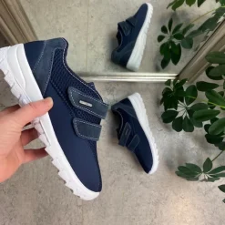 OrtoMed sko Slip On Sko|Sko Med Ekstra Svangstøtte*Blå fleksibel sko med skridhæmmende såler