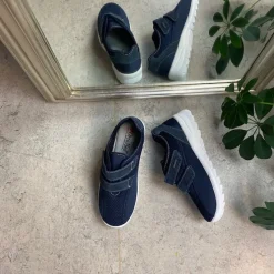 OrtoMed sko Slip On Sko|Sko Med Ekstra Svangstøtte*Blå fleksibel sko med skridhæmmende såler