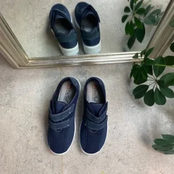 OrtoMed sko Slip On Sko|Sko Med Ekstra Svangstøtte*Blå fleksibel sko med skridhæmmende såler