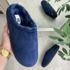 Sygeplejebutikken Sko På Tilbud*Blå herre hjemmesko med foer
