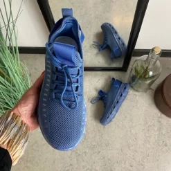 Sygeplejebutikken Knyster - Hallux Valgus|Sommersko Dame*Blå slip-on sko med strikoverdel