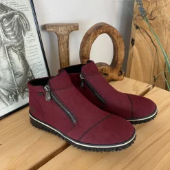 Rieker Kort Støvle Dame|Rød Støvle*Bordeux kort støvle fra med let for