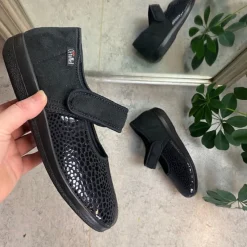 OrtoMed sko Benlængdeforskel|Knyster - Hallux Valgus*Bred ballerina med velcro og plads