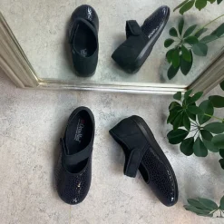 OrtoMed sko Benlængdeforskel|Knyster - Hallux Valgus*Bred ballerina med velcro og plads