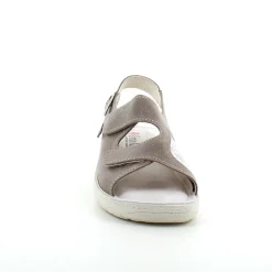 OrtoMed sko Sko På Tilbud*Bred ortopædisk sandal i beige med velcro, svangstøtte & ekstra plads til knyster