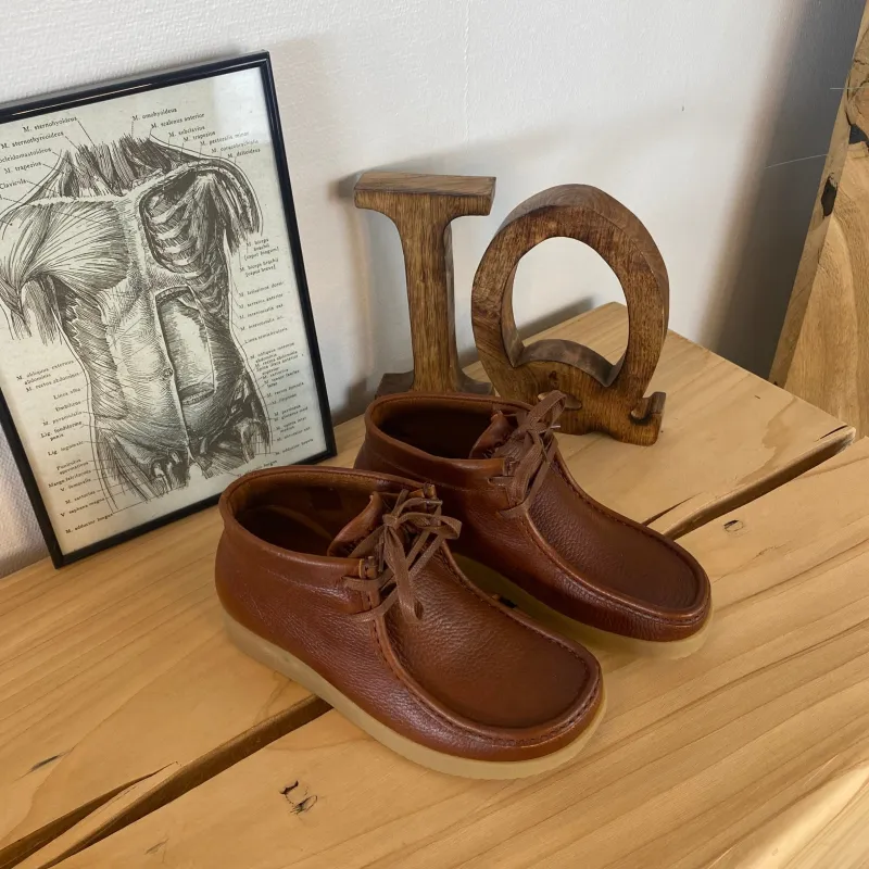 Nature Footwear Stødabsorberende Sko*Brun Nature lædersko med snørelukning