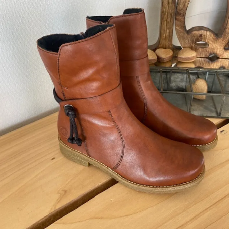 Rieker Vinterstøvler Damer|Overgangssko*Brun vinterstøvle med foer og lynlås