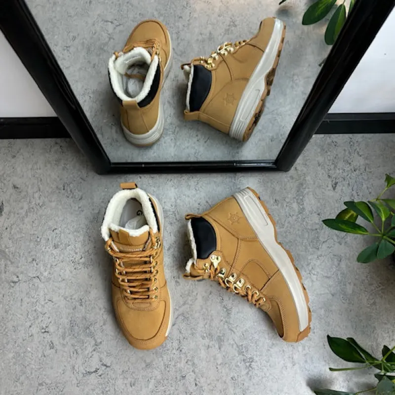 GaitLine Kort Støvle Dame|Vinterstøvler Damer*Brun vinterstøvle fra med gængesål