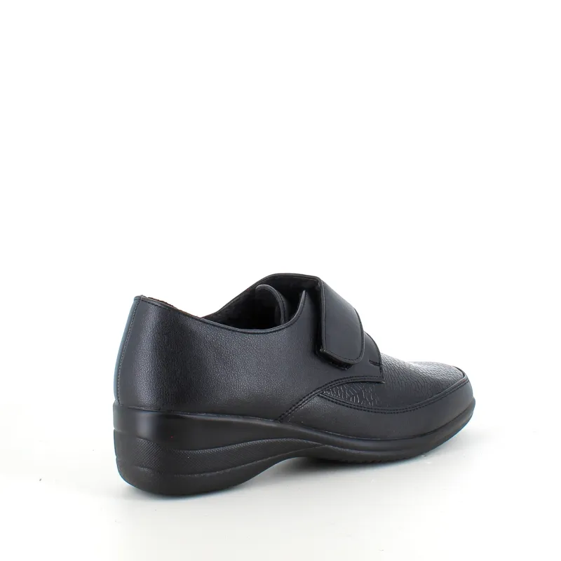 Sygeplejebutikken Sko Til Ældre|Sko Med Velcro*Damesko i sort PU med velcrolukning og varmt for