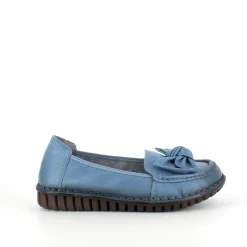 Sygeplejebutikken Sommersko Dame|Gængesål*Elegant ballerina i blåt farvet skind