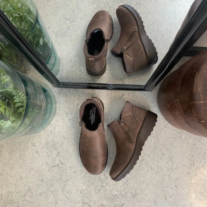 Skechers Kort Støvle Dame|Stødabsorberende Sko*Elegant brun støvlet med meomory foam fra