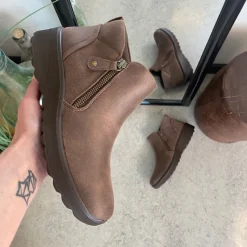 Skechers Kort Støvle Dame|Stødabsorberende Sko*Elegant brun støvlet med meomory foam fra