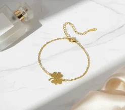 Sygeplejebutikken Gaver Til Sundhedspersonalet|Smykker*Elegant firkløver armbånd i rustfrit stål – symbol på held og stil