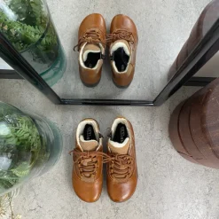 Green Comfort Kort Støvle Dame|Vinterstøvler Damer*kort læderstøvle i brun med uldfoer