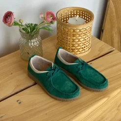 Sygeplejebutikken Sko På Tilbud*Grøn ruskindssko med rågummisål