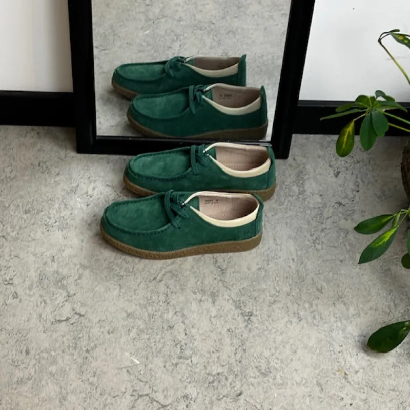 Sygeplejebutikken Sko På Tilbud*Grøn ruskindssko med rågummisål