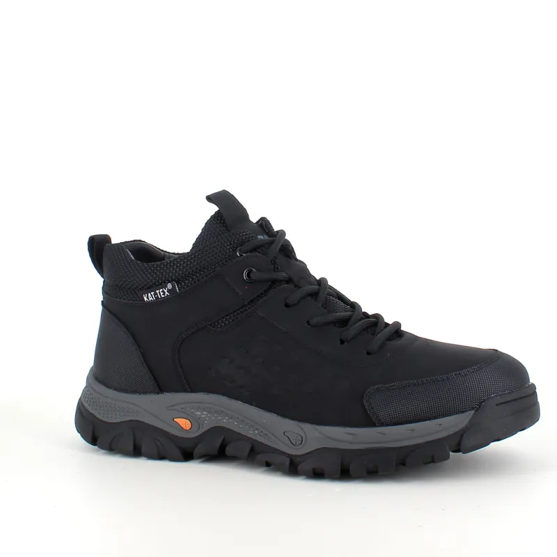 Sygeplejebutikken Herresko Og Sandaler|Herresko Og Sandaler*Herre ankelstøvle i sort PU med varmt for, snørebånd og KAT-TEX – robust gummisål