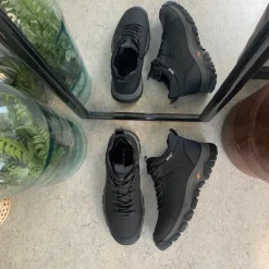 Sygeplejebutikken Herresko Og Sandaler|Herresko Og Sandaler*Herre ankelstøvle i sort PU med varmt for, snørebånd og KAT-TEX – robust gummisål