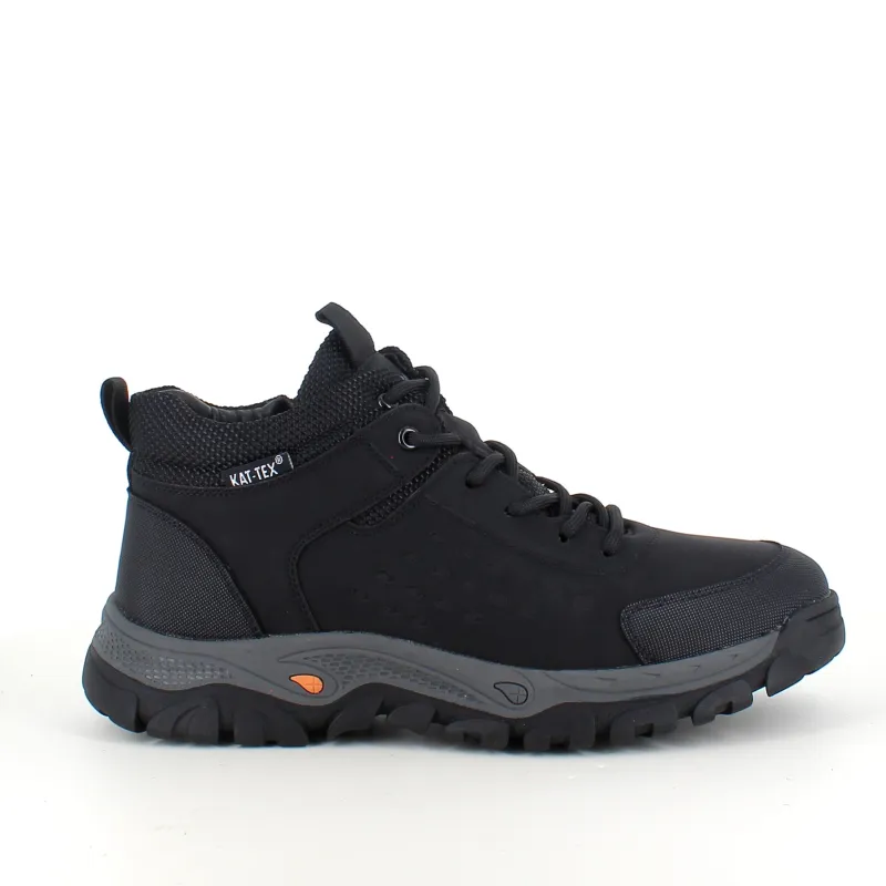 Sygeplejebutikken Herresko Og Sandaler|Herresko Og Sandaler*Herre ankelstøvle i sort PU med varmt for, snørebånd og KAT-TEX – robust gummisål