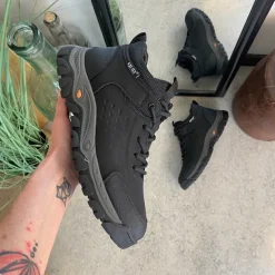 Sygeplejebutikken Herresko Og Sandaler|Herresko Og Sandaler*Herre ankelstøvle i sort PU med varmt for, snørebånd og KAT-TEX – robust gummisål