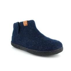 Green Comfort Hjemmesko|Overgangssko*Høj blå hjemmesko i uld med skridhæmmende såler fra