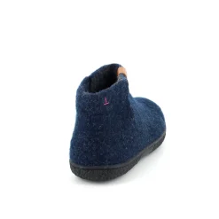 Green Comfort Hjemmesko|Overgangssko*Høj blå hjemmesko i uld med skridhæmmende såler fra