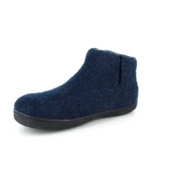 Green Comfort Hjemmesko|Overgangssko*Høj blå hjemmesko i uld med skridhæmmende såler fra