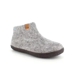Green Comfort Hjemmesko|Overgangssko*Høj lysegrå hjemmesko i uld med skridhæmmende såler fra