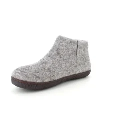 Green Comfort Hjemmesko|Overgangssko*Høj lysegrå hjemmesko i uld med skridhæmmende såler fra