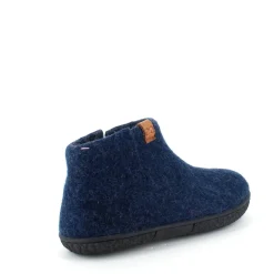 Green Comfort Hjemmesko|Overgangssko*Høj marineblå hjemmesko i uld med skridhæmmende såler fra