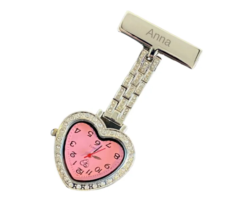 Sygeplejebutikken Gravering*Hjerteur med krystaller og gravering