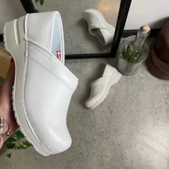 Sanita Clogs|Træsko Dame Modeller*Hvid fleksibel -træsko med hælkappe.