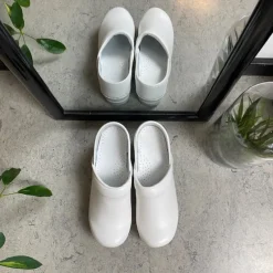 Sanita Clogs|Træsko Dame Modeller*Hvid fleksibel -træsko med hælkappe.