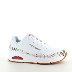 Skechers Hælsporer|Platfodet*Hvide sko med flotte hjertedetaljer