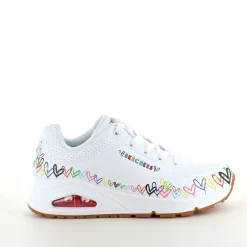 Skechers Hælsporer|Platfodet*Hvide sko med flotte hjertedetaljer