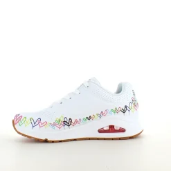 Skechers Hælsporer|Platfodet*Hvide sko med flotte hjertedetaljer