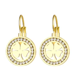 Sygeplejebutikken Gaver Til Sundhedspersonalet|Smykker*Kløver øreringe med sten i guldtone