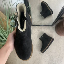 Green Comfort Kort Støvle Dame|Sorte Støvletter*Komfortabel vinterstøvle med uldfoer.