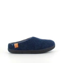 Green Comfort Hjemmesko|Overgangssko*Lav blå hjemmesko i uld med skridhæmmende såler fra